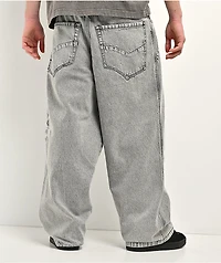 Vitriol Void Cyber Skull Grey Wide Leg Jeans