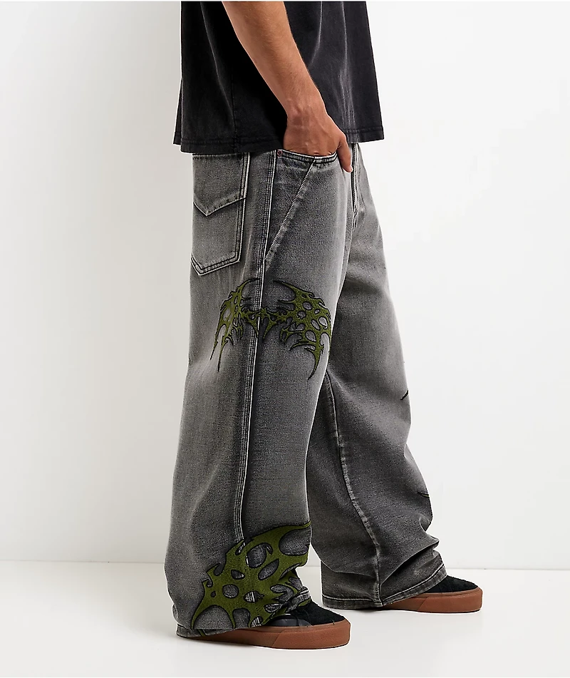 Vitriol Void Infect Grey Wash Ultra Wide Jeans