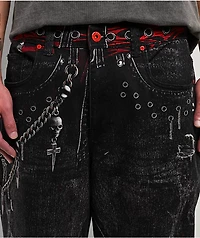 Vitriol Void Optical Printed Black Ultra Wide Jeans