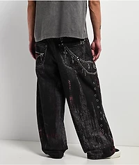 Vitriol Void Optical Printed Black Ultra Wide Jeans