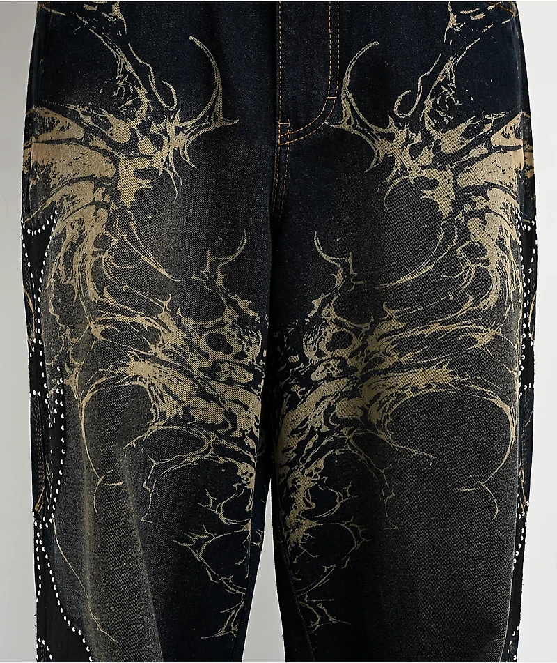 Vitriol Void Repent Dark Blue Wash Wide Leg Jeans