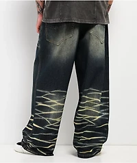 Vitriol Void Scales Green Wash Wide Leg Jeans