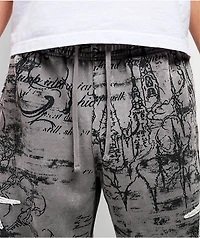 Vitriol Void Scrolls Grey Wash Wide Leg Sweatpants