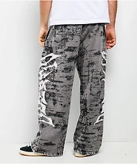 Vitriol Void Scrolls Grey Wash Wide Leg Sweatpants