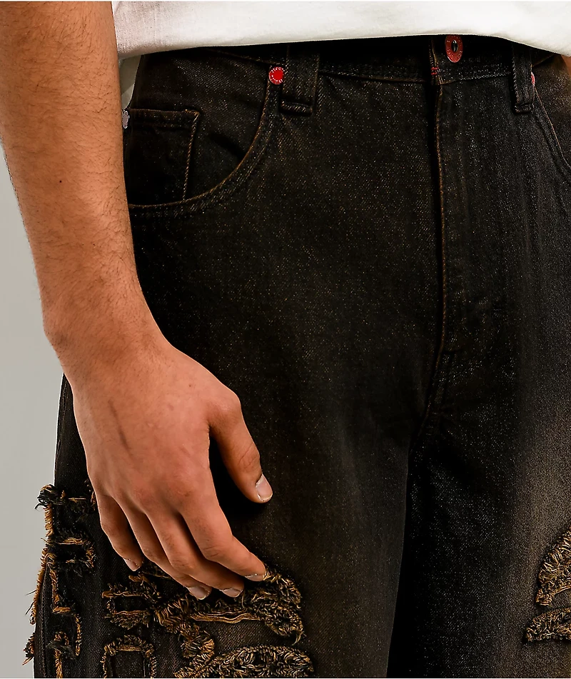 Vitriol Void Singe Brown Wash Ultra Wide Leg Jeans