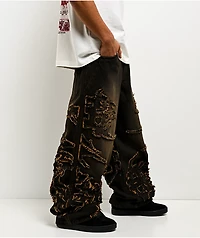 Vitriol Void Singe Brown Wash Ultra Wide Leg Jeans