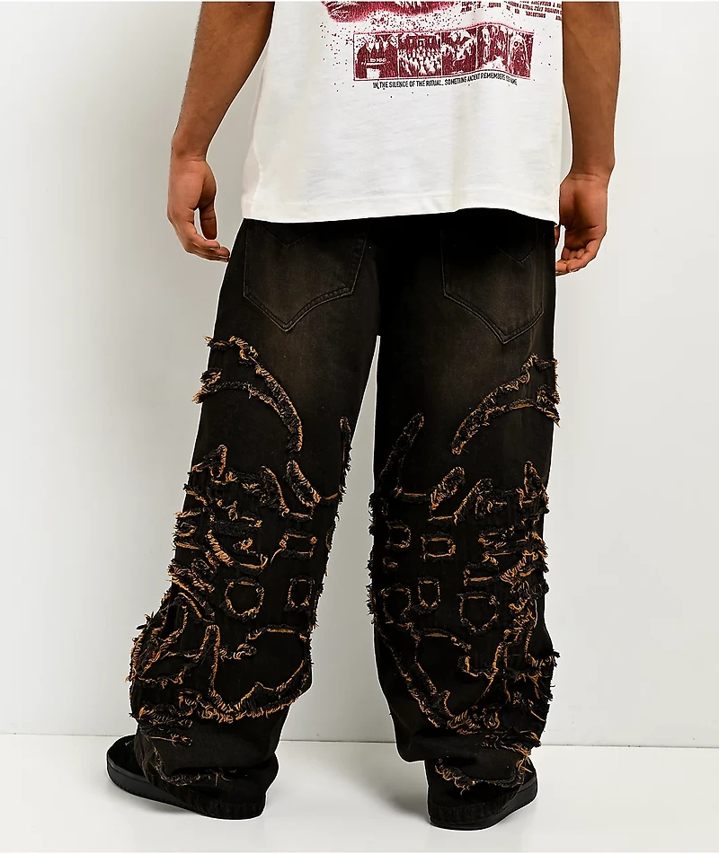 Vitriol Void Singe Brown Wash Ultra Wide Leg Jeans