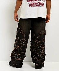 Vitriol Void Singe Brown Wash Ultra Wide Leg Jeans