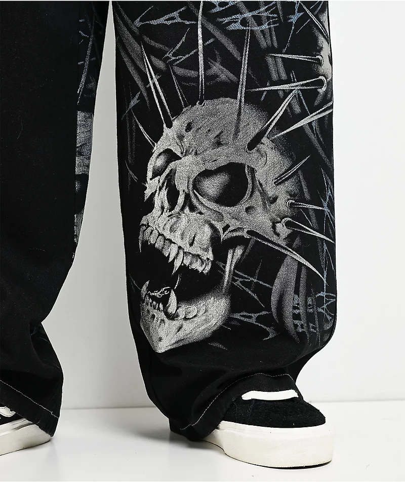 Vitriol Void Skull Black Ultra Wide Jeans