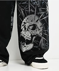 Vitriol Void Skull Black Ultra Wide Jeans