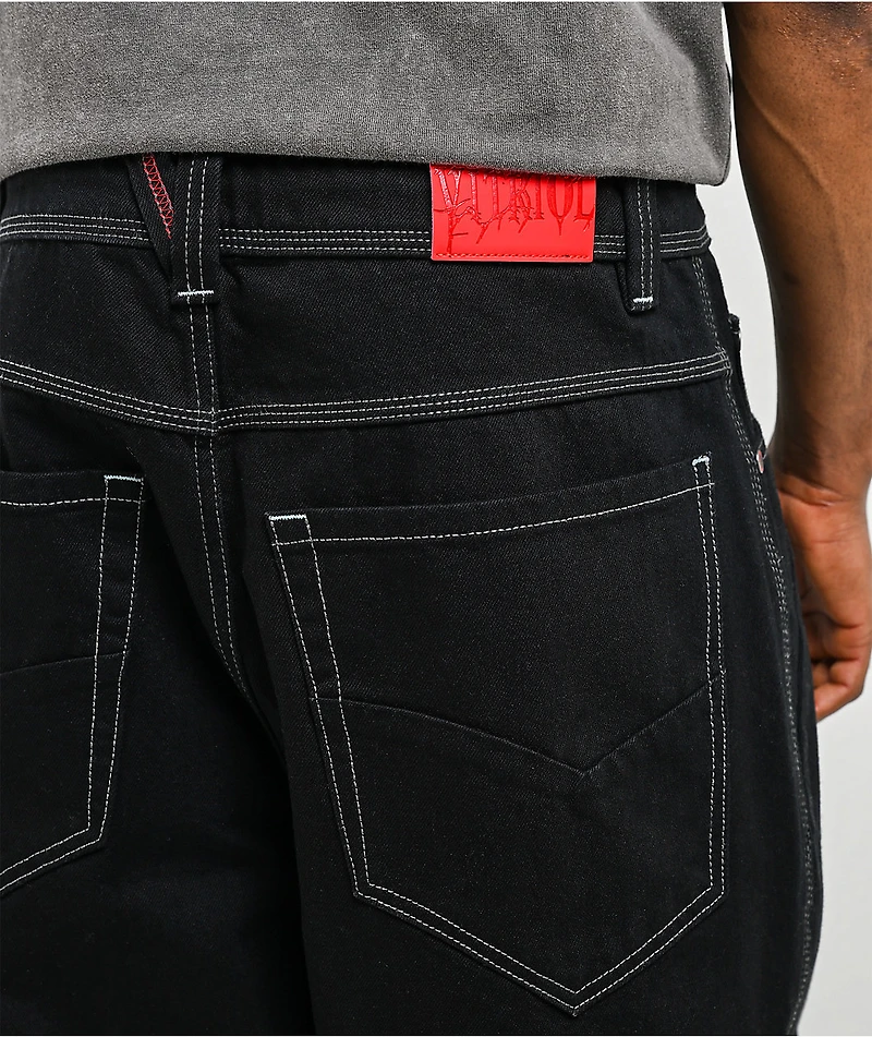 Vitriol Void Skull Black Ultra Wide Jeans