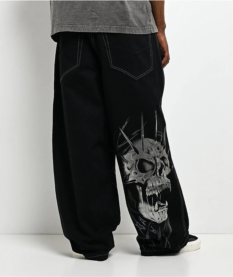 Vitriol Void Skull Black Ultra Wide Jeans