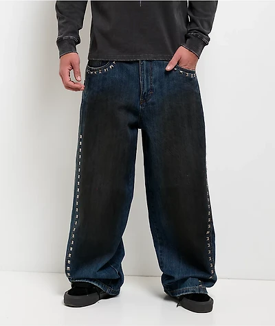 Vitriol Void Spill Blue Wash Ultra Wide Leg Jeans