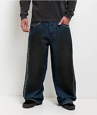 Vitriol Void Spill Blue Wash Ultra Wide Leg Jeans