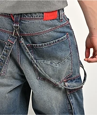 Vitriol Void Strappy Blue Wash Wide Leg Jeans