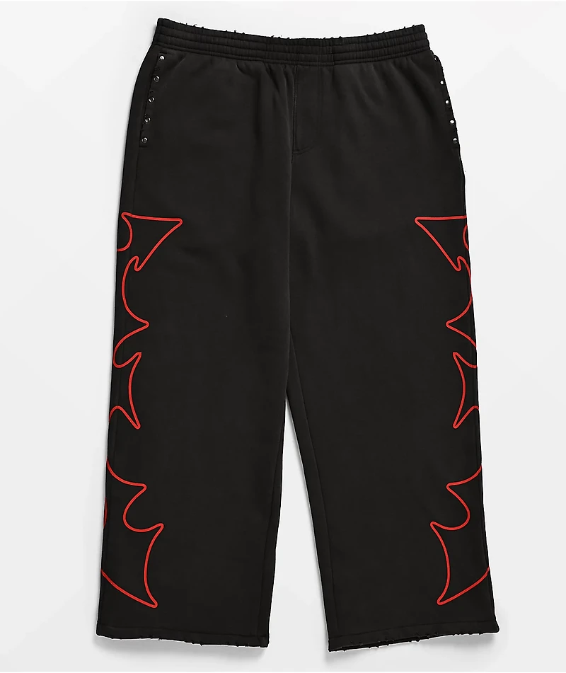 Vitriol Void Stud Black Wash Baggy Sweatpants