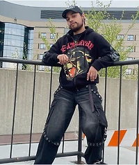Vitriol Void Ultra Wide Strap Cargo Black Denim Jeans