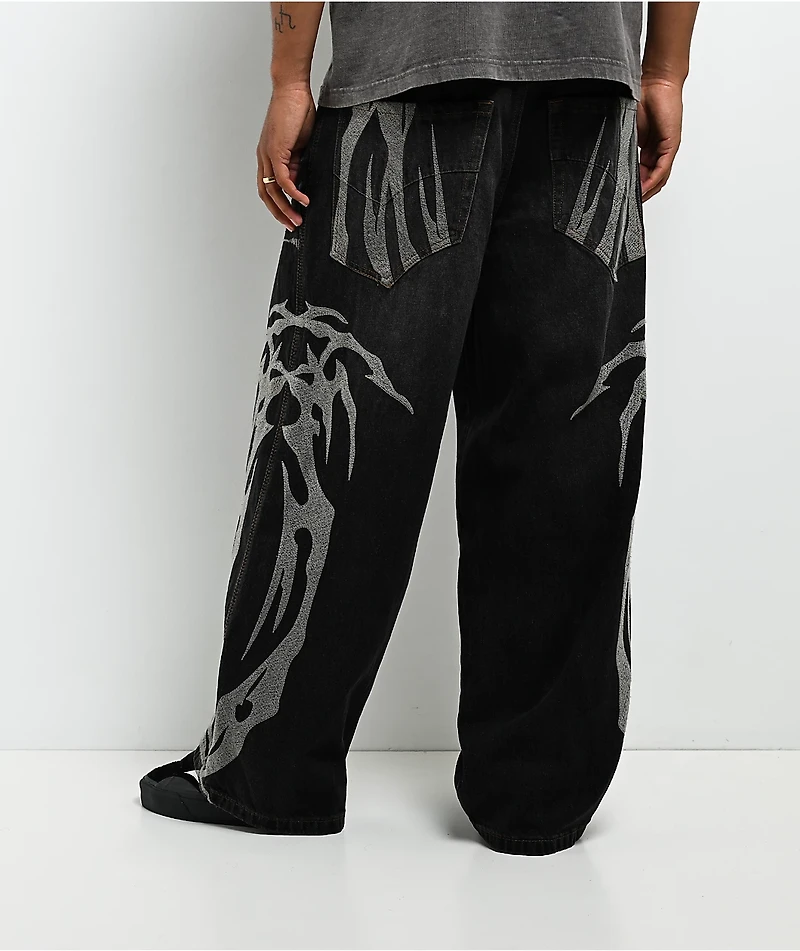 Vitriol Void Vein Black Wash Ultra Wide Jeans