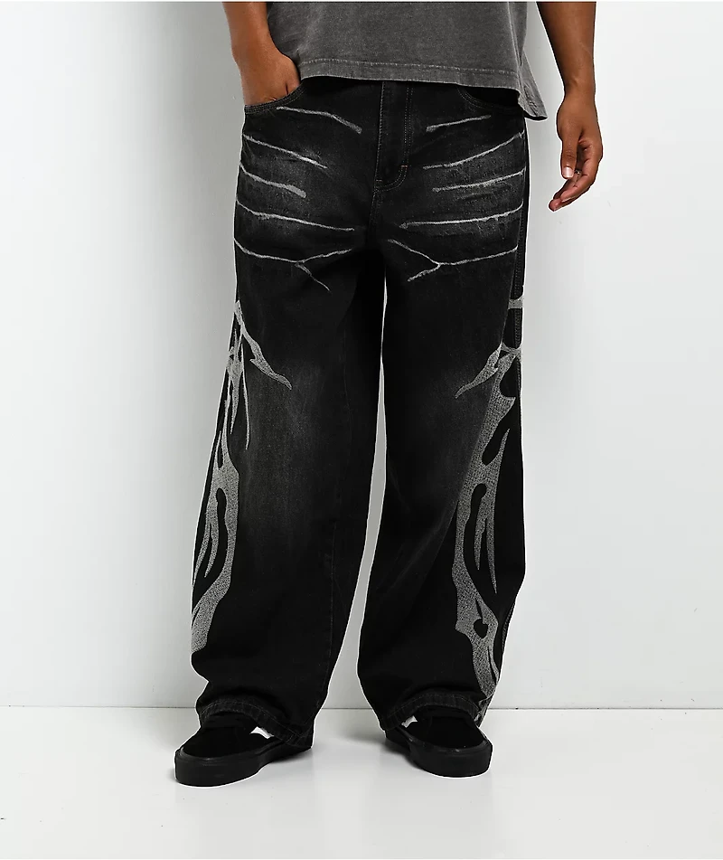 Vitriol Void Vein Black Wash Ultra Wide Jeans