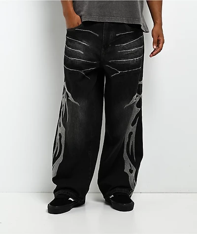 Vitriol Void Vein Black Wash Ultra Wide Jeans