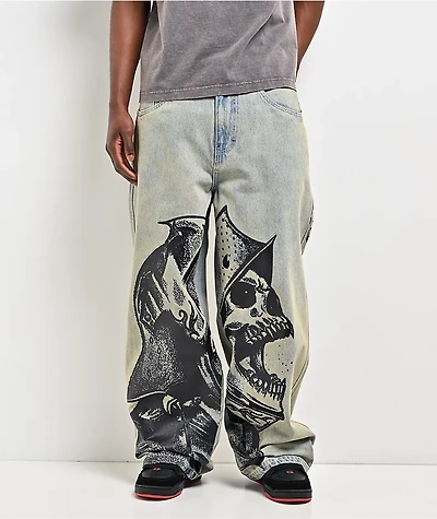 Vitriol Void Wrecked Light Blue Wash Ultra Wide Jeans