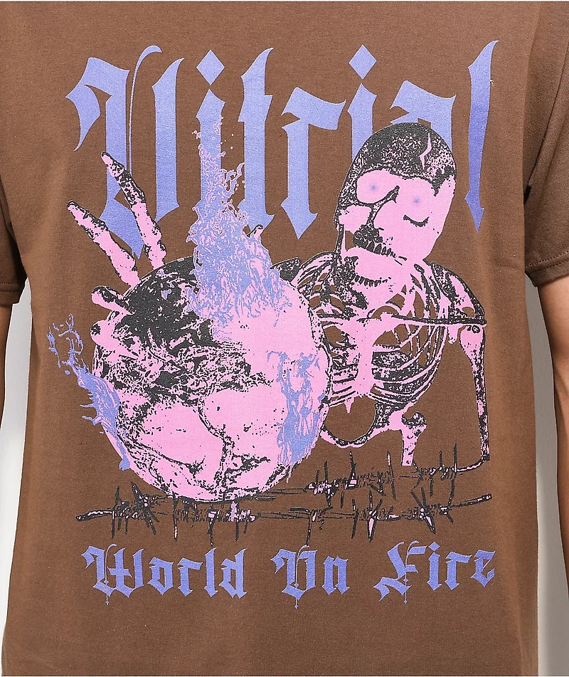 Vitriol World On Fire Brown T-Shirt