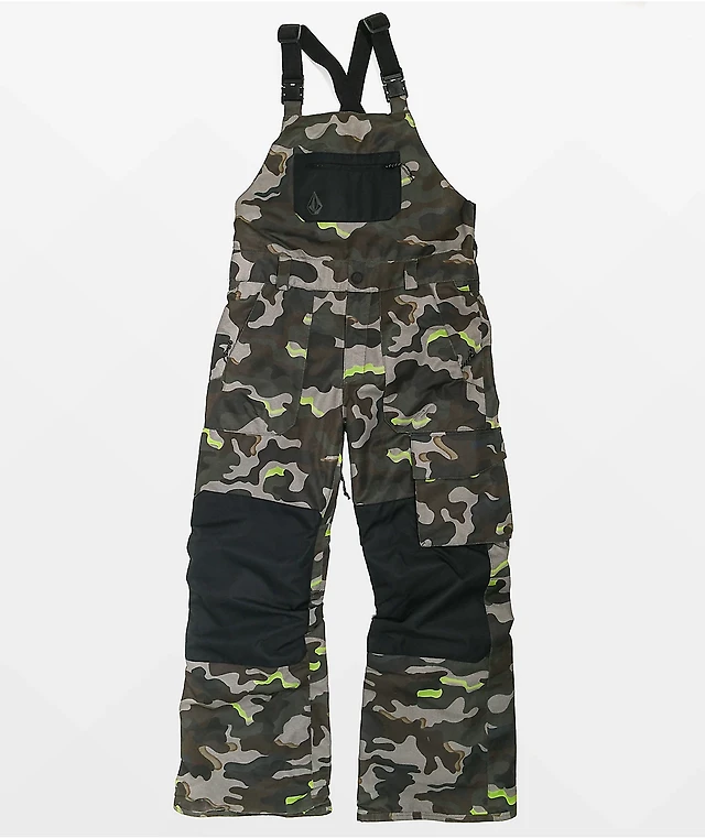 Volcom Barkley Camo 10K Bib Snowboard Pants Kids Arden Fair