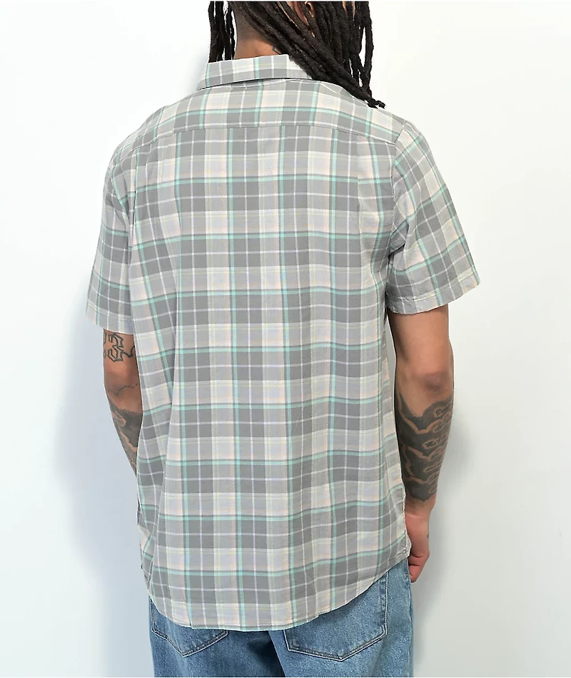 Volcom Benson Grey Plaid Short Sleeve Button Up Shirt