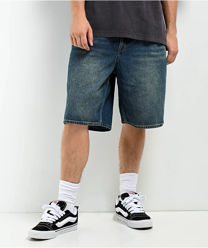 Volcom Billow Oliver Mid Blue Denim Shorts