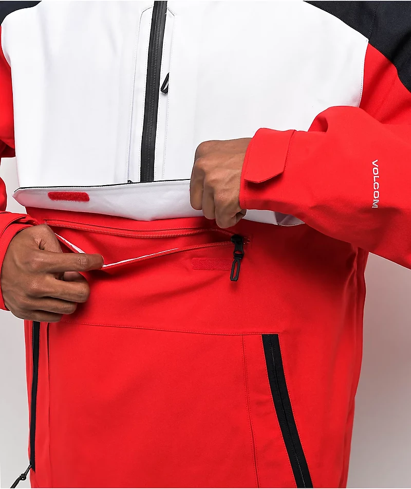 Volcom Brighton Red & White Anorak 15k Snowboard Jacket