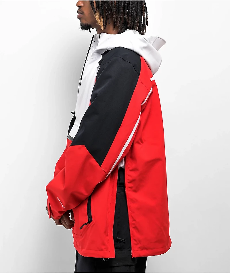Volcom Brighton Red & White Anorak 15k Snowboard Jacket
