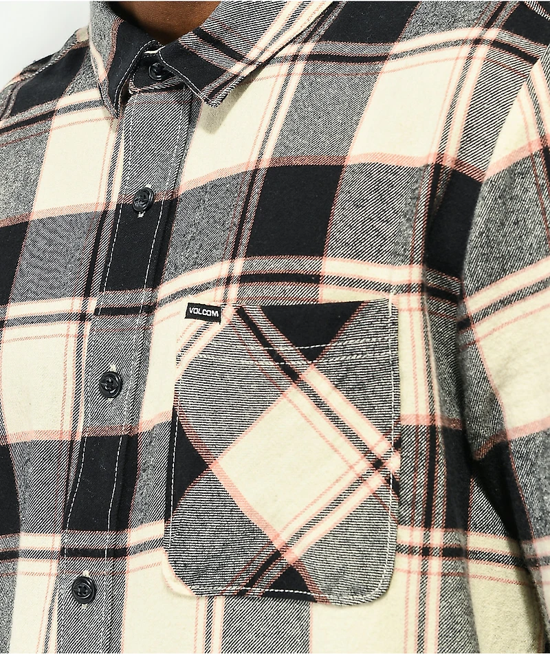 Volcom Caden White & Black Plaid Flannel Shirt