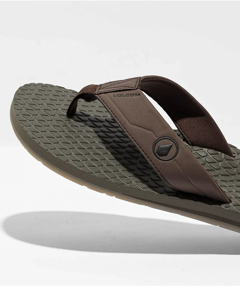 Volcom Eco Recliner 2 Brown Leather Sandals