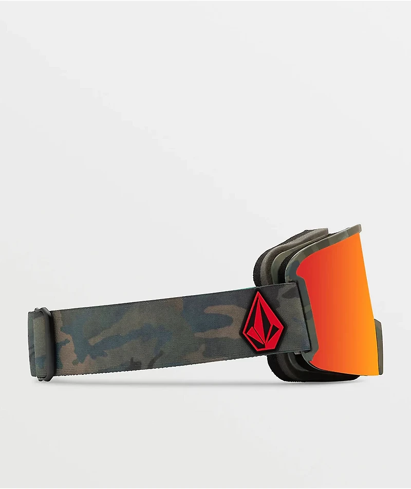 Volcom Garden Cloudwash Camo & Red Chrome Snowboard Goggles