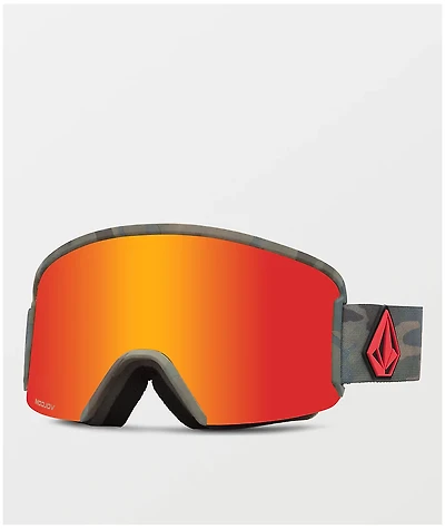 Volcom Garden Cloudwash Camo & Red Chrome Snowboard Goggles