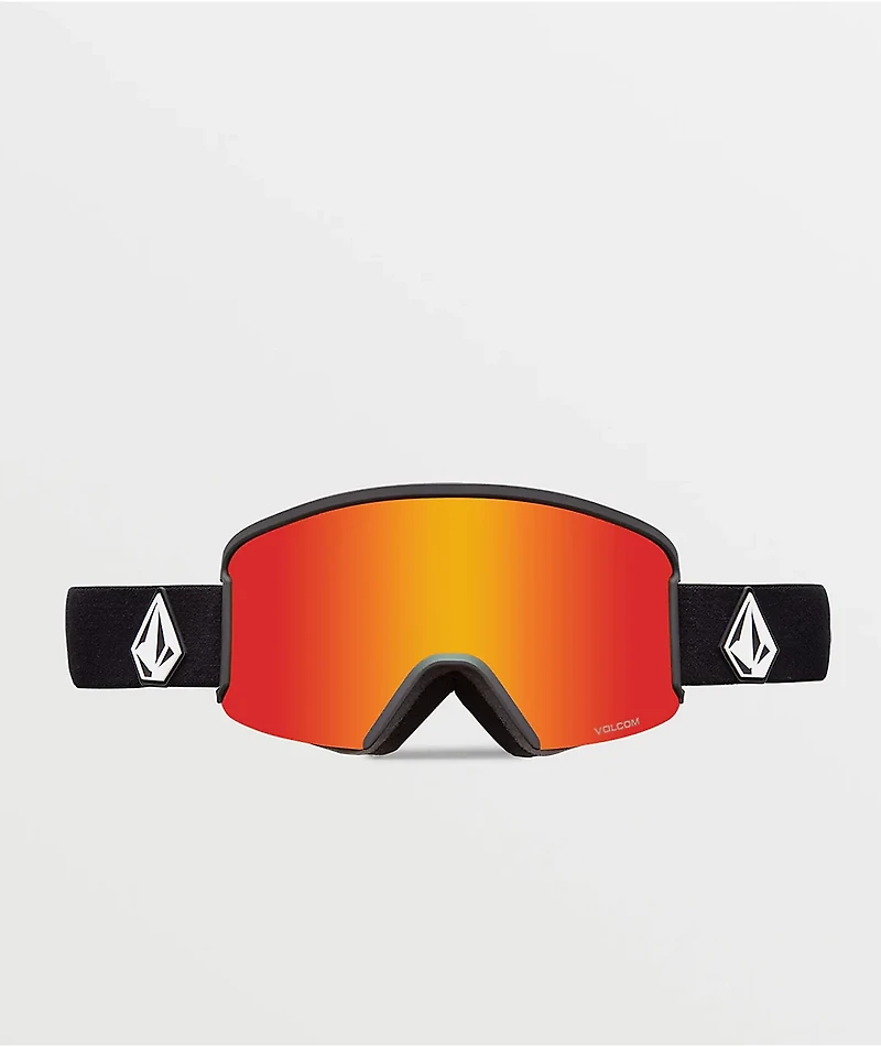 Volcom Garden Matte Black & Red Chrome Snowboard Goggles