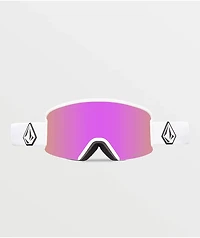 Volcom Garden Matte White & Pink Chrome Snowboard Goggles
