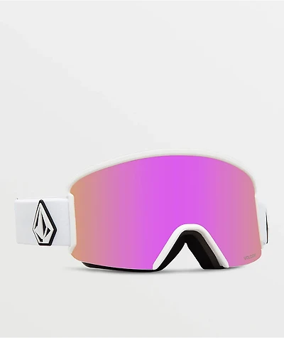 Volcom Garden Matte White & Pink Chrome Snowboard Goggles