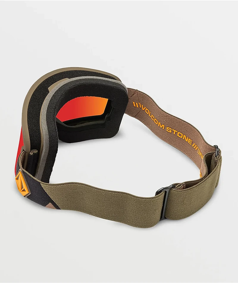 Volcom Garden Military Gold & Red Chrome Snowboard Goggles