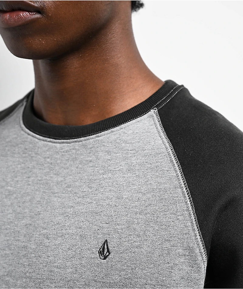 Volcom Homak Grey Raglan Crewneck Sweatshirt