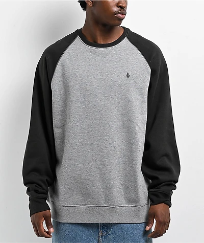 Volcom Homak Grey Raglan Crewneck Sweatshirt