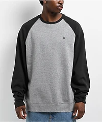 Volcom Homak Grey Raglan Crewneck Sweatshirt