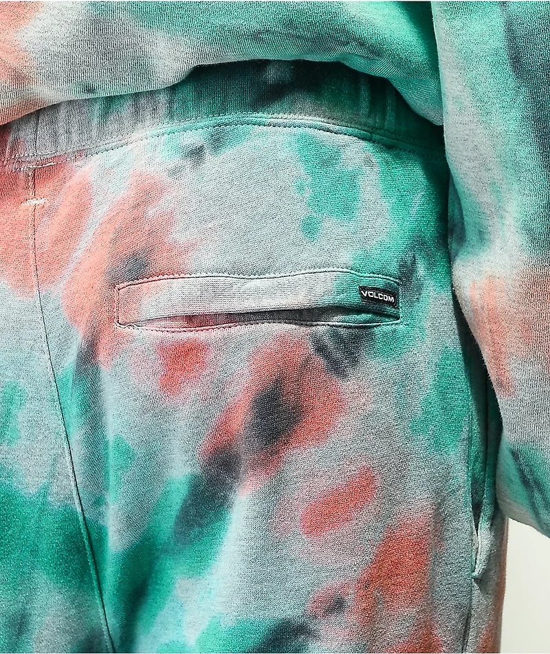Volcom Iconic Stone Teal Tie Dye Fleece Sweatpants