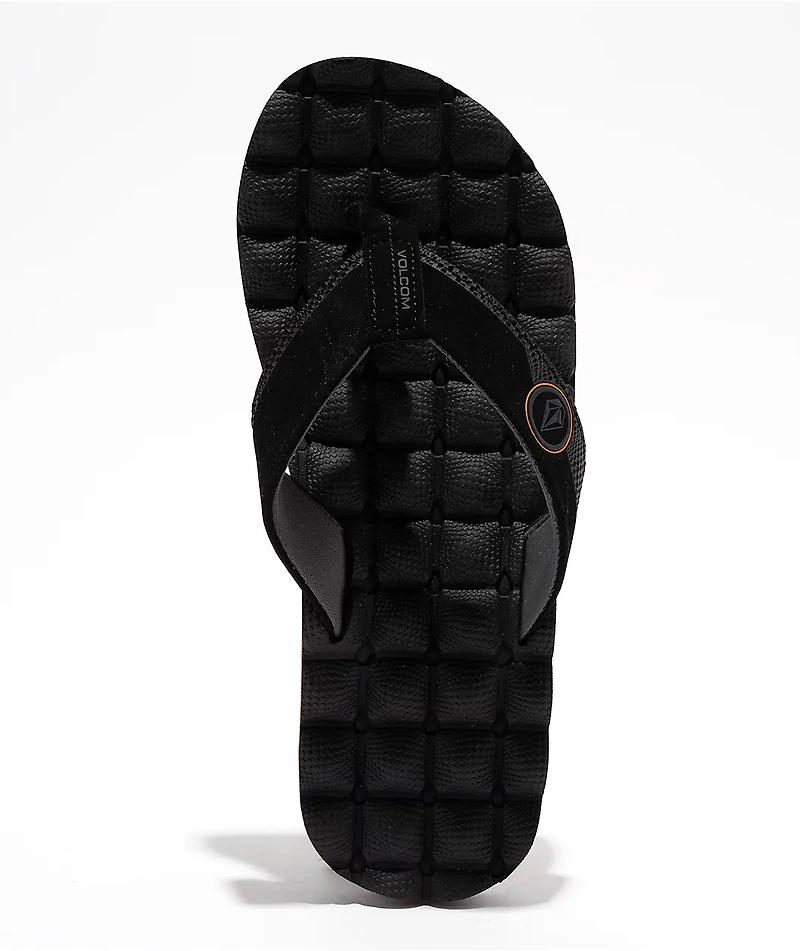 Volcom Recliner Black & Flash Orange Sandals