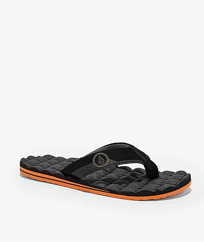 Volcom Recliner Black & Flash Orange Sandals