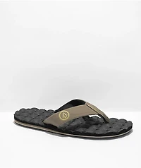 Volcom Recliner Khaki & Black Leather Sandals