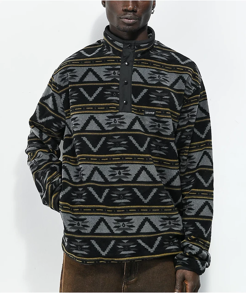 Volcom Switch Case Black, Grey & Brown Fleece Jacket