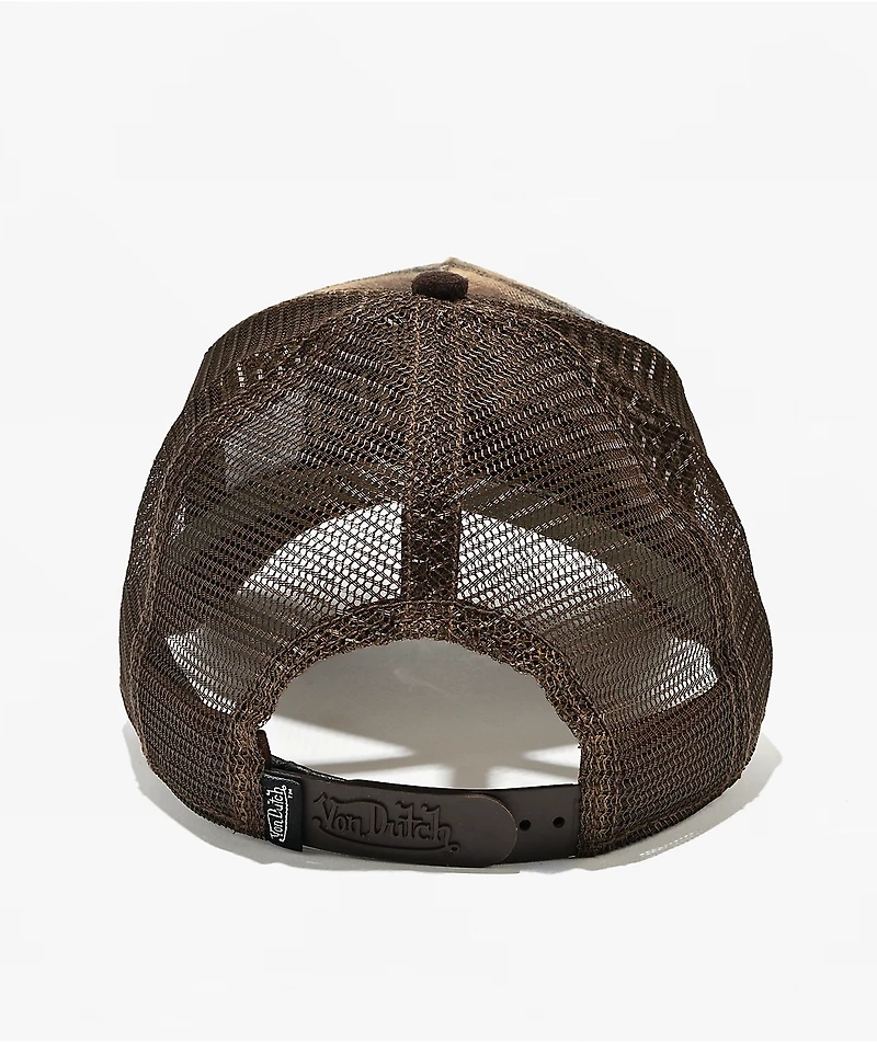 Von Dutch Anton Plaid Brown Trucker Hat
