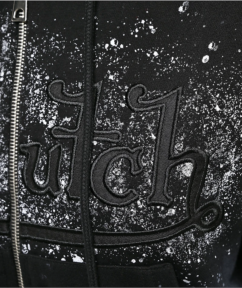 Von Dutch Black Wash Crop Zip Hoodie