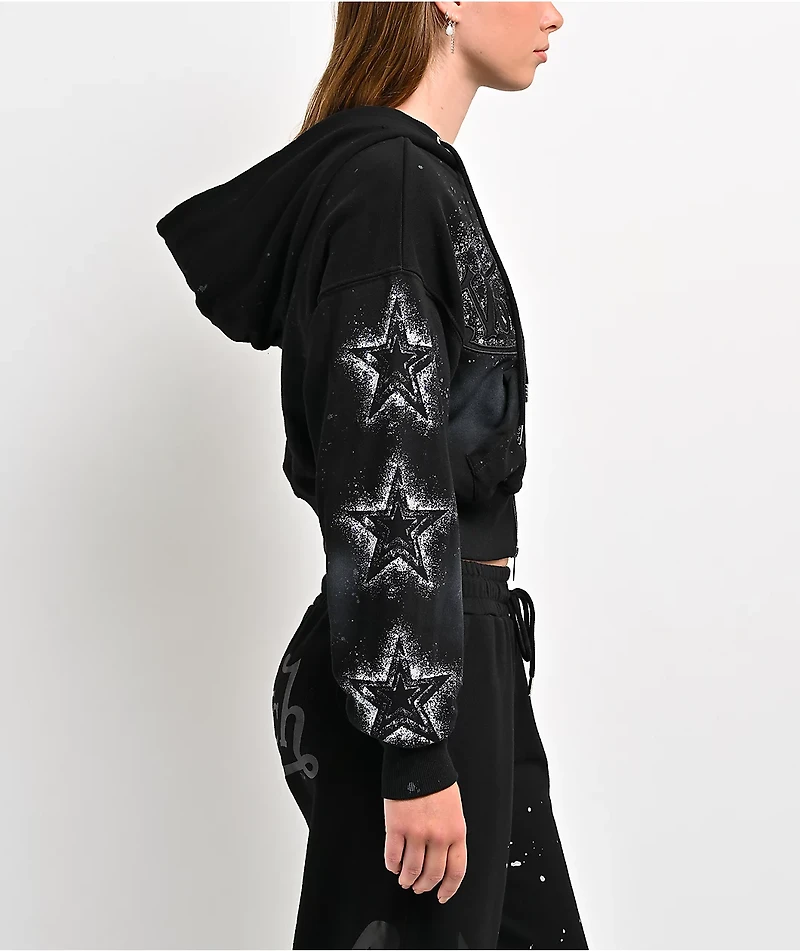Von Dutch Black Wash Crop Zip Hoodie